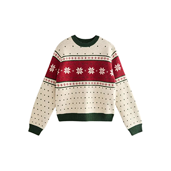 Άσπρο χριστουγεννιάτικο ζακάρ πουλόβερ